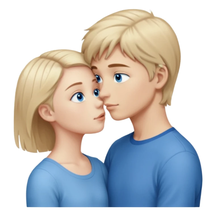 tall pale boy with blue eyes and medium length hair kissing a short girl with blue eyes and light brown shoulder length hair  sticker