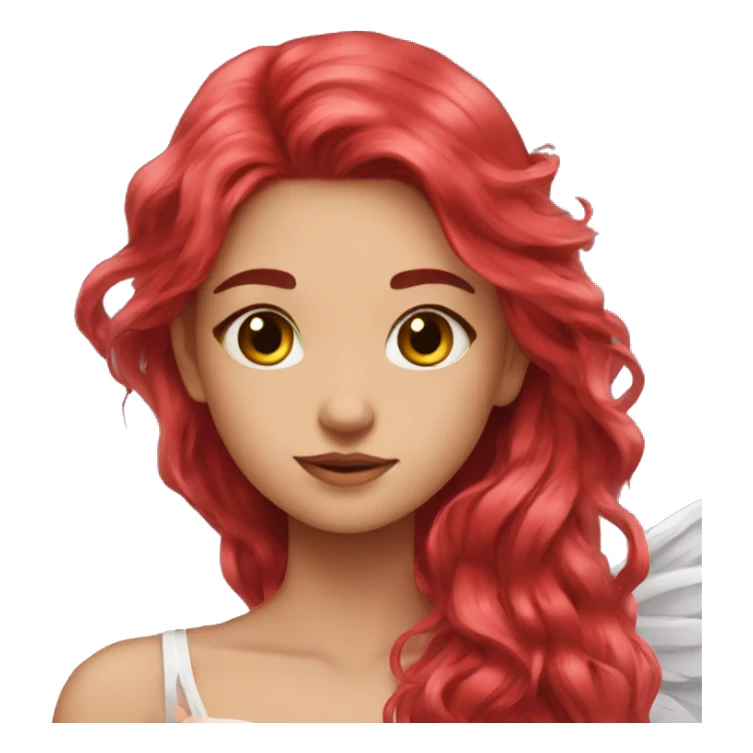 big wings, rose, Beautiful, fairy, red, long hair sticker