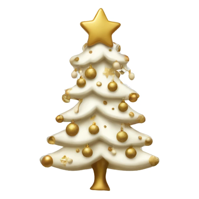 vanilla  Christmas tree with white and gold decorations sticker