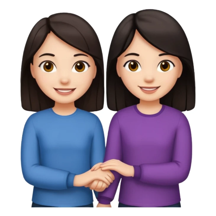 Two friends holding hands girls dark hair sticker