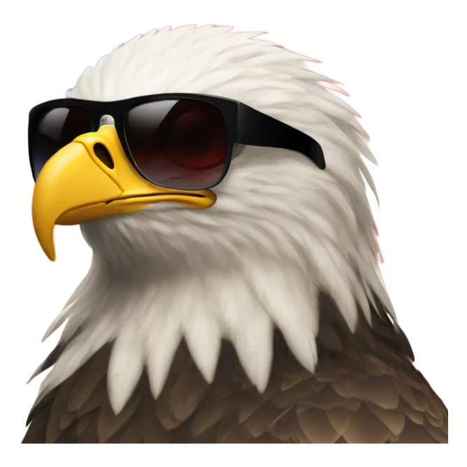 eagle wearing sunglasses with american flag in backround and  sticker
