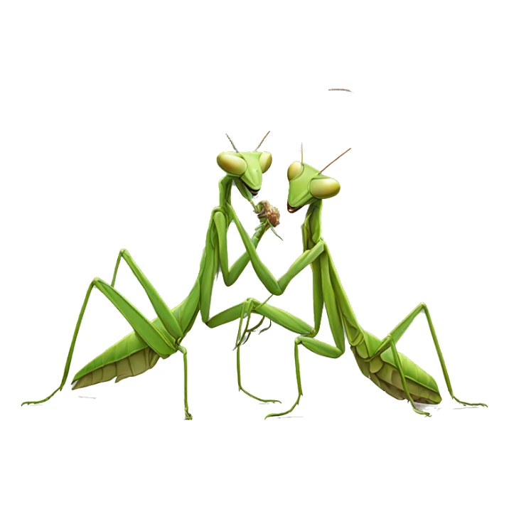 Female praying mantis eating male praying mantis  sticker