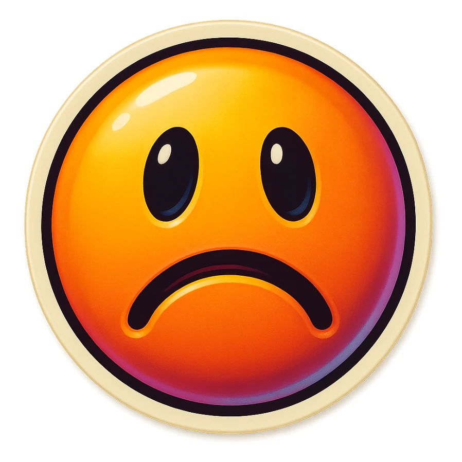 A face displaying a disappointment emotion. The sticker should have a transparent background with a clear outline. Ensure the sticker is neatly composed and does not extend beyond the edges. sticker