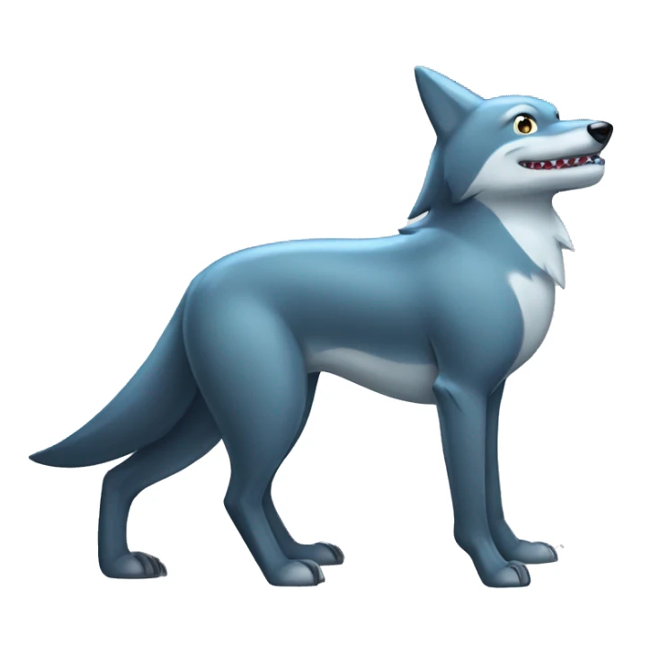 Shiny Wolf with a shark tail and a shark fin on back Full Body sticker