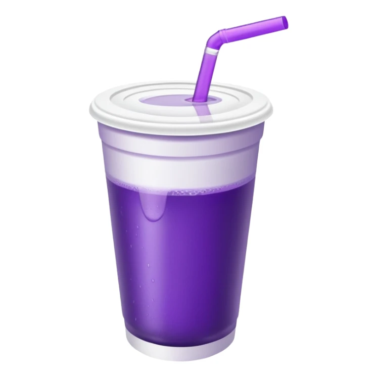  White styro cup without straw eith purple juice inside visible from the top only sticker