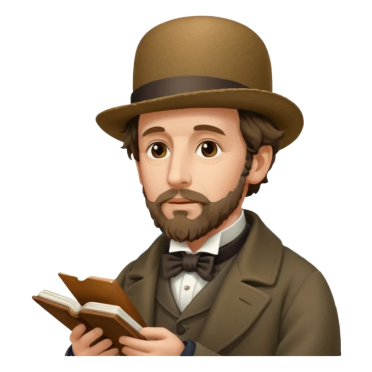 Charles Dickens writing near the seashore sticker