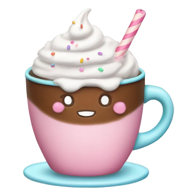 A pink cup of hot coco with pastel sprinkles and whipped cream sticker