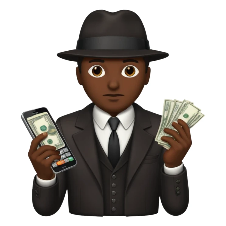 Mafia boss holding money and phone sticker