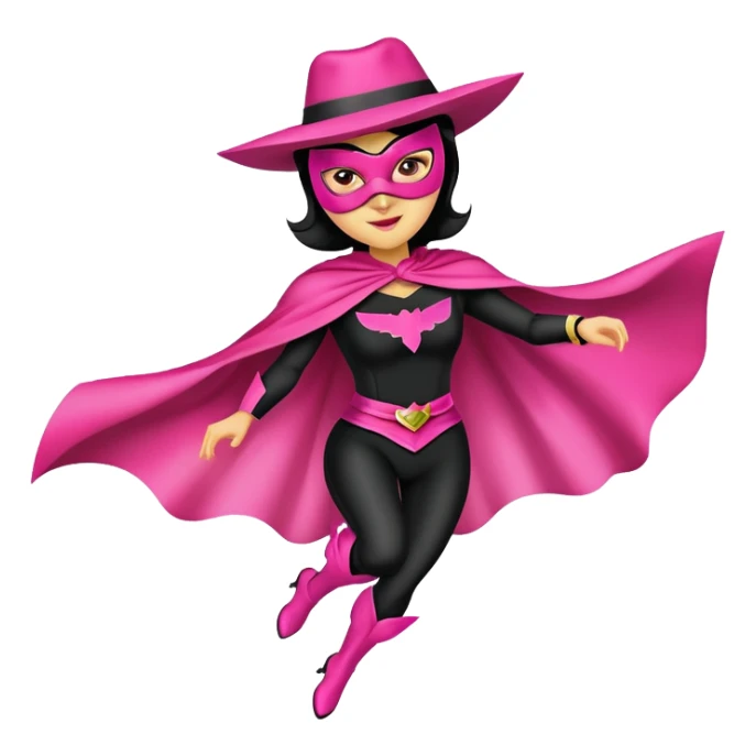 Pink zorro woman flying sticker