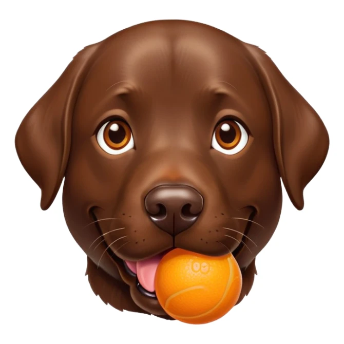 a-chocolate-lab-with-an-orange-squeaky-ball-in-his-mouth sticker