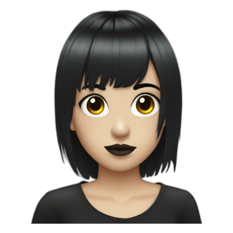 Emo girl with black strait hair with bangs and piercings sticker