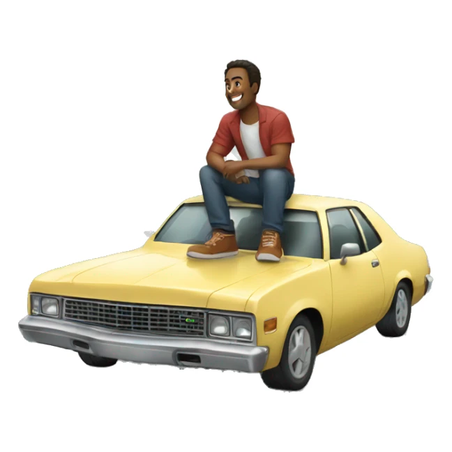 man sitting on top of car sticker