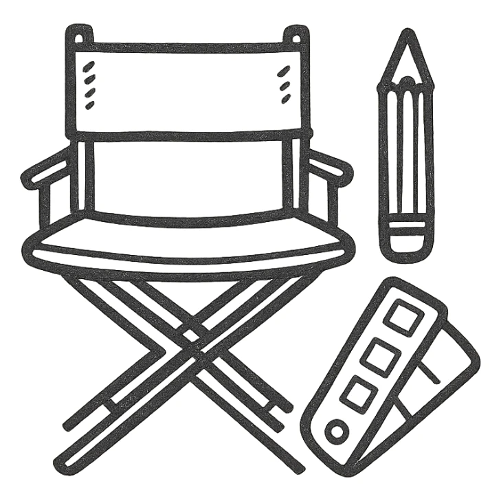 Director’s Chair with Pencil + Swatch sticker
