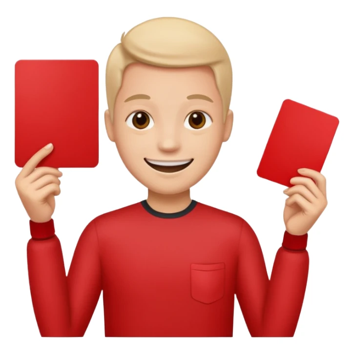 Eloji smile  avec un carton rouge dans la main  sticker