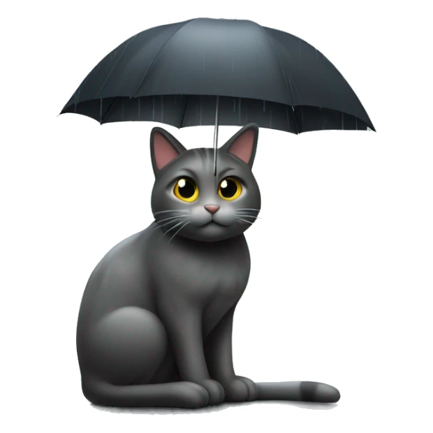 a lonely cat sitting by itself in a spotlight in with a single rain cloud above it raining on the cat sticker