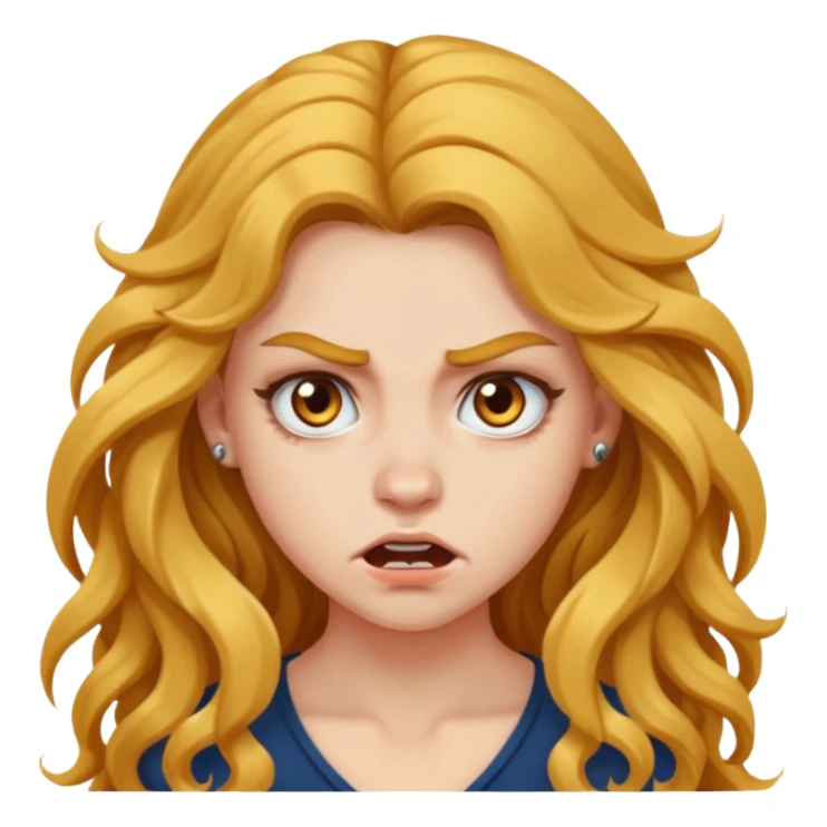 aggressive girl with long wavy hair sticker