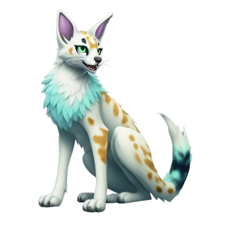 Epic Edgy Colorful ethereal eldritch Sergal-Serval-Fionbri full body sticker