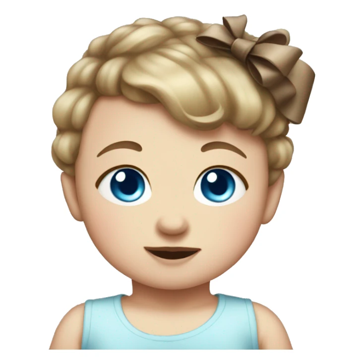 Baby with blue eyes and chubby cheeks and a bow in the hair sticker