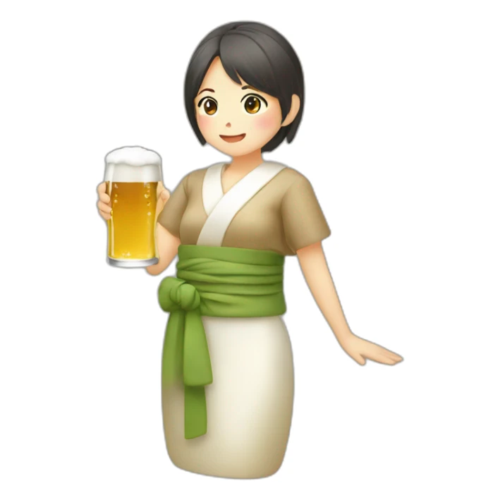 beer woman japanese sticker