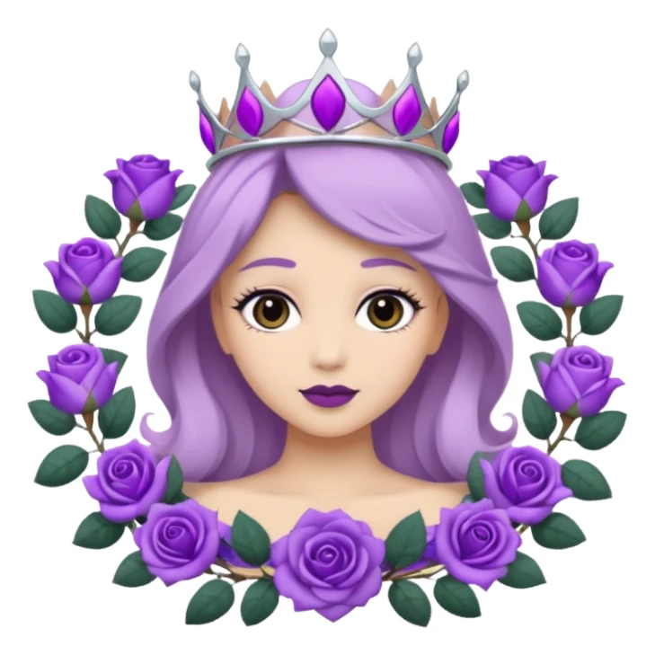 Purple rose with silver tiara and a purple emblem leaf wreath sticker