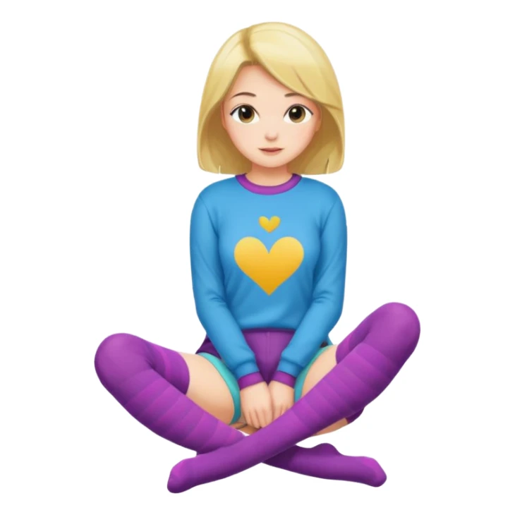 Cute girl thigh high socks sitting legs out, colorful clothes sticker