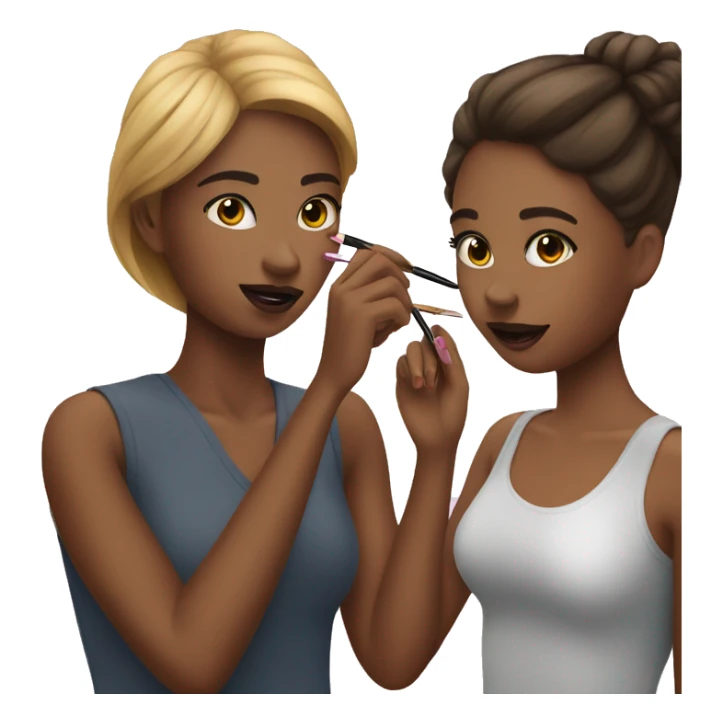 "A girl doing makeup on her friend." sticker