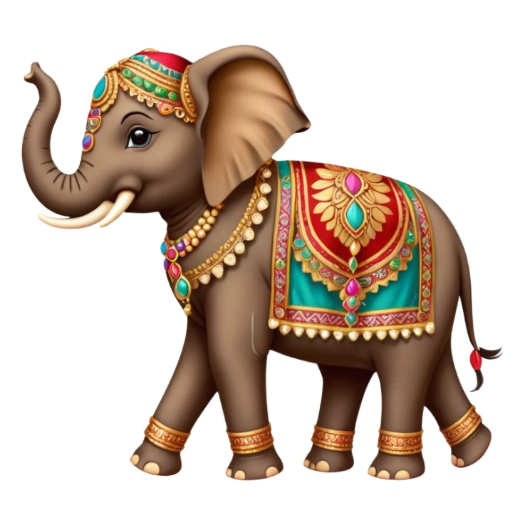 Decorated Indian elephant – Cinematic Realistic Decorated Indian Elephant, depicted as a majestic elephant adorned with vibrant, ornate ceremonial decorations and rich, colorful fabrics, set against a festive Indian backdrop with warm golden lighting that highlights its cultural significance. sticker