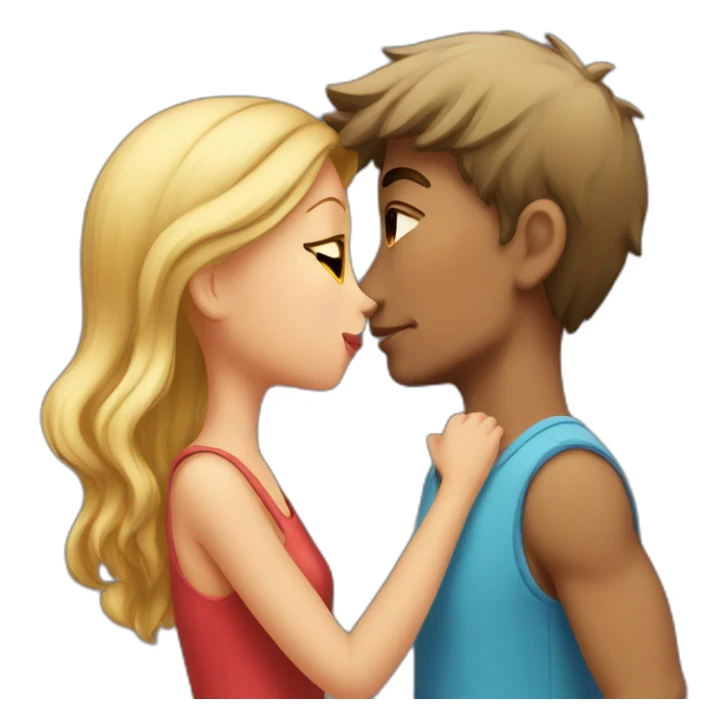A tall healthy boy kissing a short beautiful girl sticker