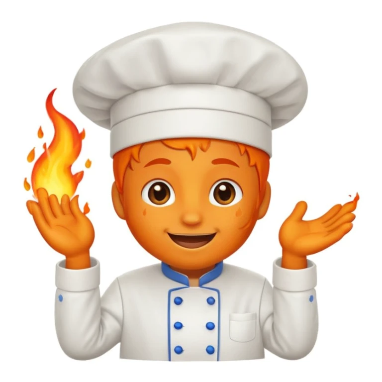 emoji mascotte goute enflammée en chef de cuisine sticker