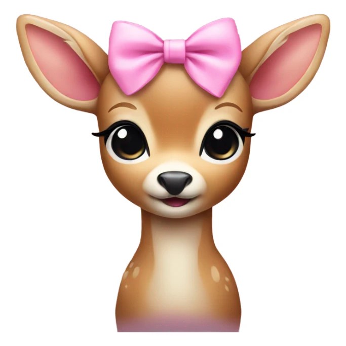 Cute baby deer wearing a pink bow sticker