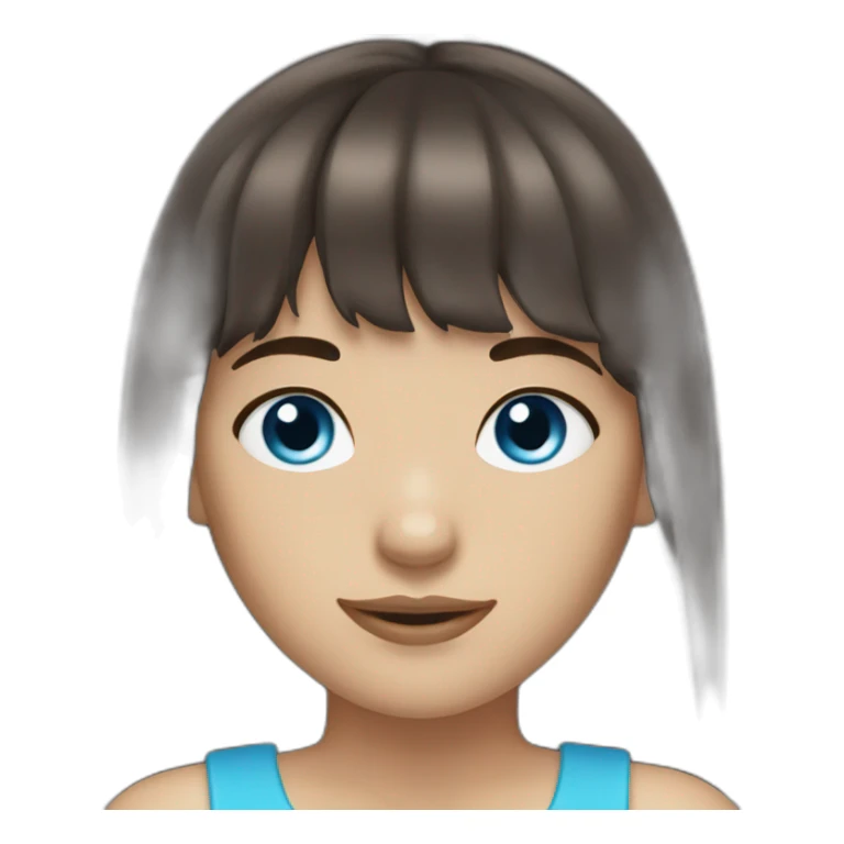 Dark brown long hair bangs girl with blue eyes sticker