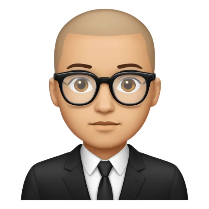 Light skin tone Buzz cut Latino with glasses with black suit  sticker