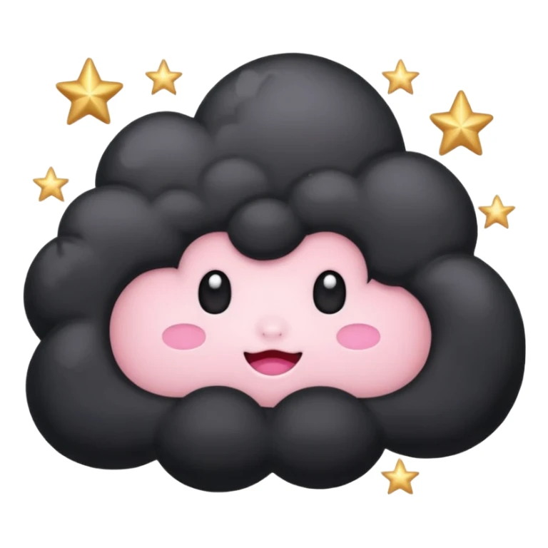 Black cloud with few shiny stars with pink cheeks sticker