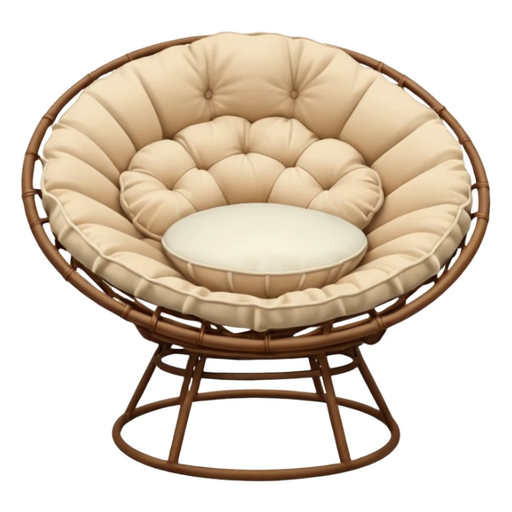 Light brown Papasan chair with cream cushion sticker