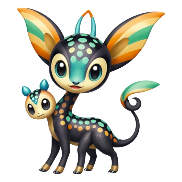Colorful Exotic Striped Spotted Dotted dusted Glossy Shiny Meloetta-Vernid-Trico-Toothless-Kirby-Fakémon-creature-hybrid sticker