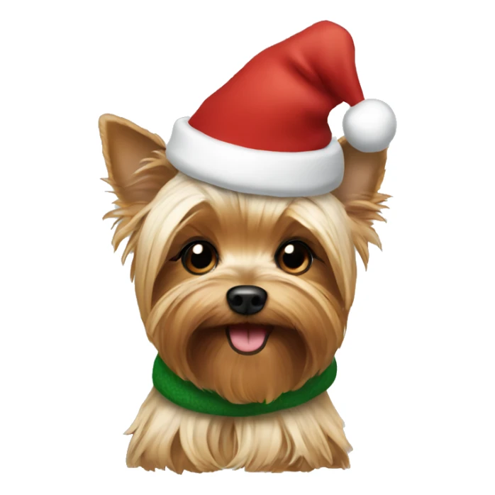 Yorkie wearing Santa hat and scarf sticker