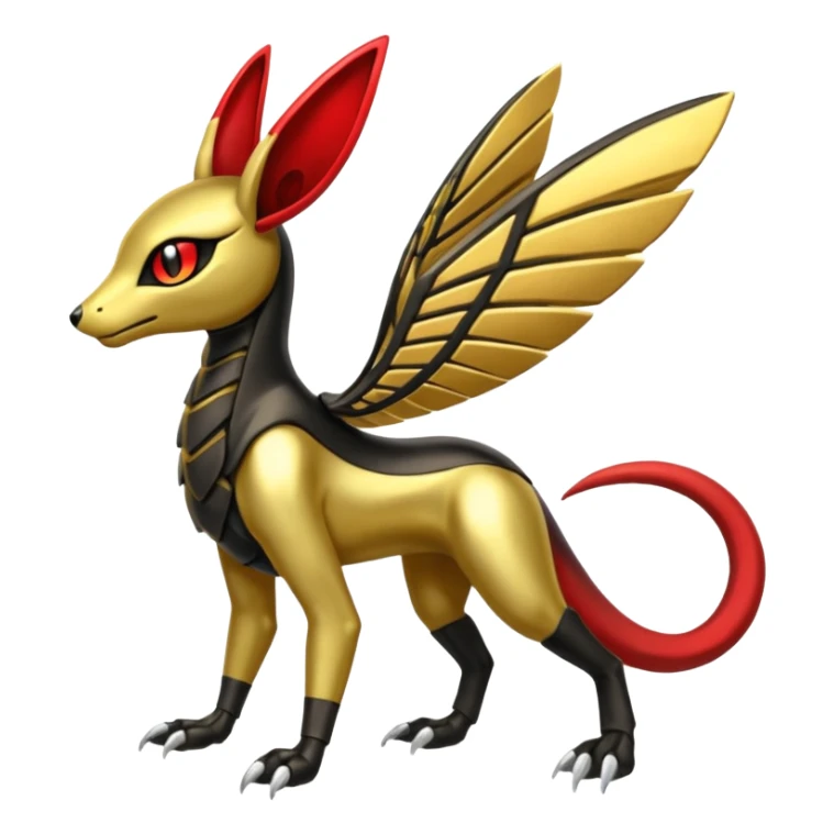 Shiny 4-legged Meloetta-Anubis-Salandit-Beedrill-fusion, full body sticker