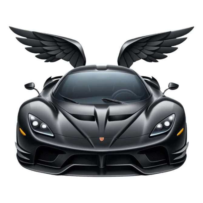 An black hypercar, with wings and satisfaction of specs sticker