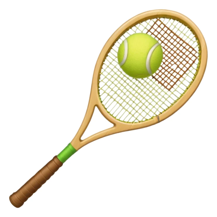 Tennis racket with a green tennis ball sticker