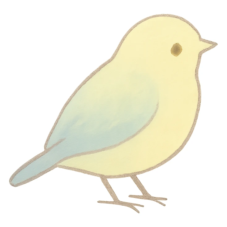 tiny pastel bird silhouette, Japanese hand-drawn style, full object, transparent background sticker