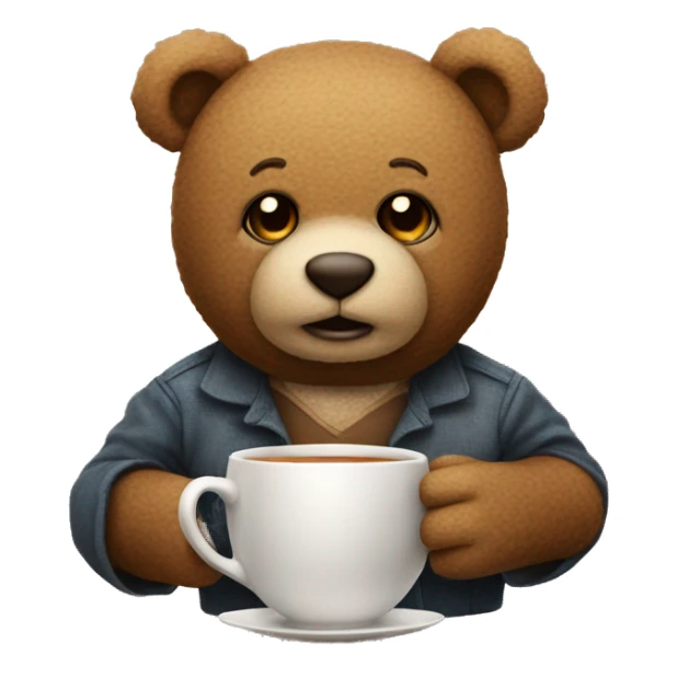 teddy with a cup of tea in his hand sticker