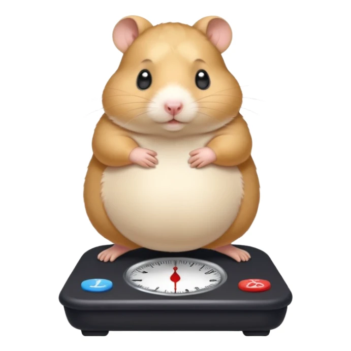fat hamster pregnant belly stepping on a broken scale looking guilty sticker