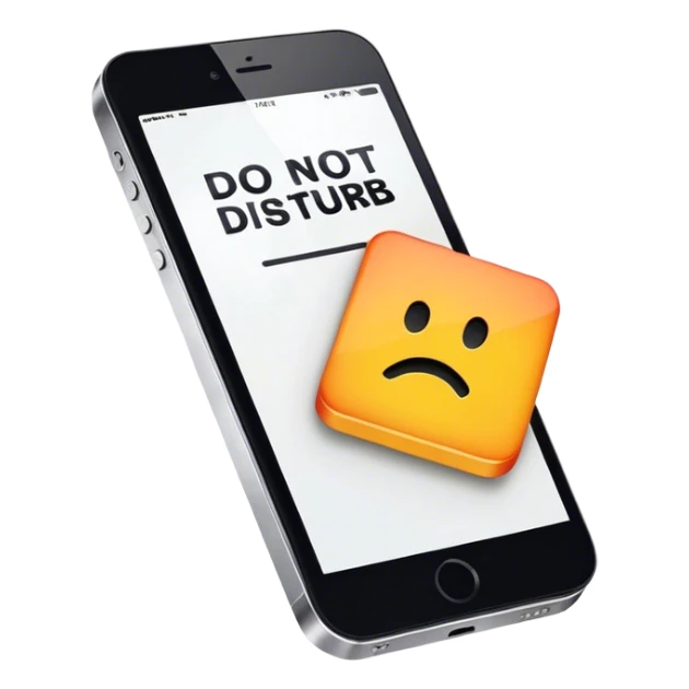 a mobile phone holding up a ‘do not disturb’ sign sticker