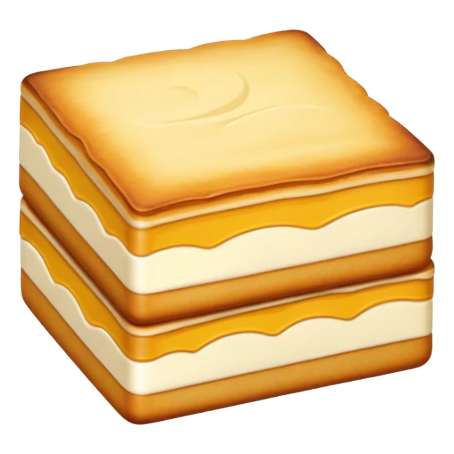 Inner Mongolia milk cake with crispy layers, simplified emoji style with bold outlines and bright colors, cartoon style dairy pastry snack sticker