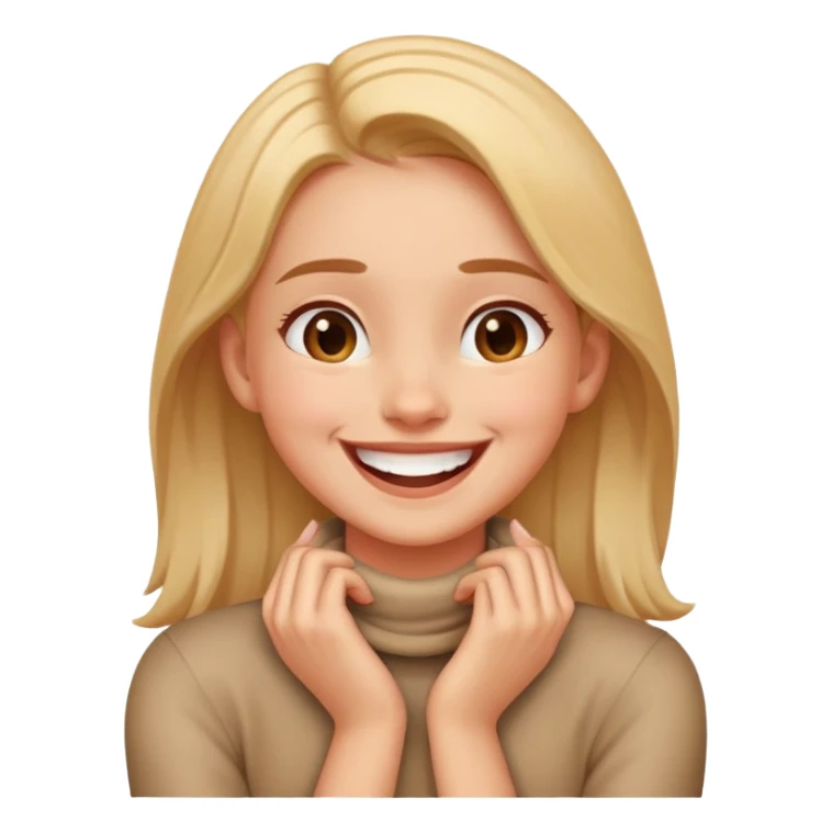 Girl with hands crossed around neck laughing sticker