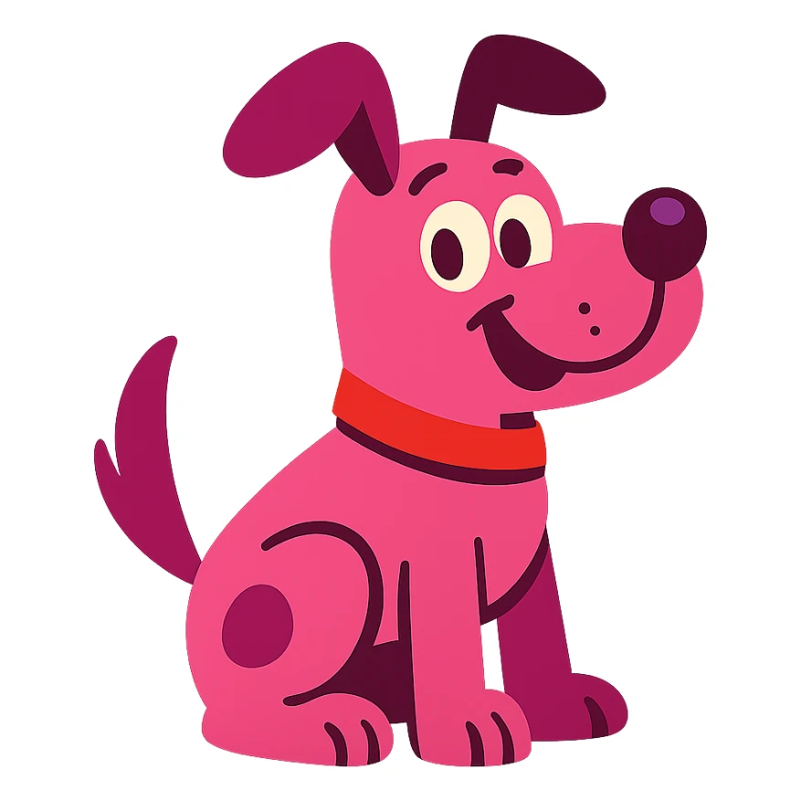 pink dog vibrant cartoon style sticker