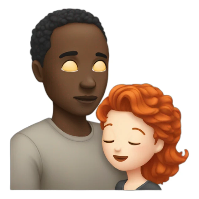 black man with blackhead and a redhead kissing sticker
