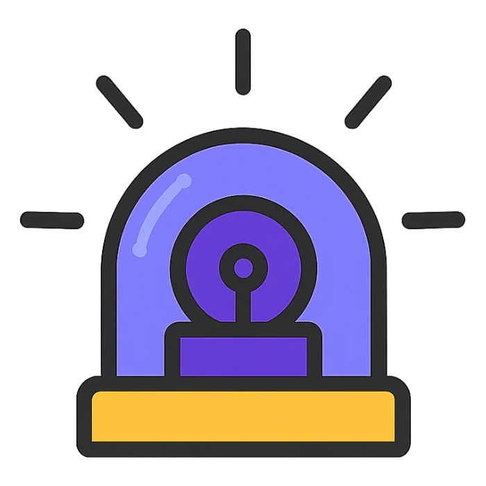 a rotating emergency beacon, violet blue, minimal style, modern icon style sticker