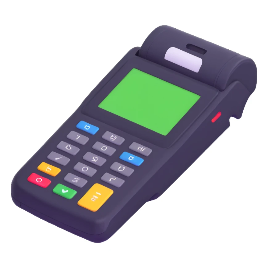 icon of a payment terminal with a card being tapped sticker