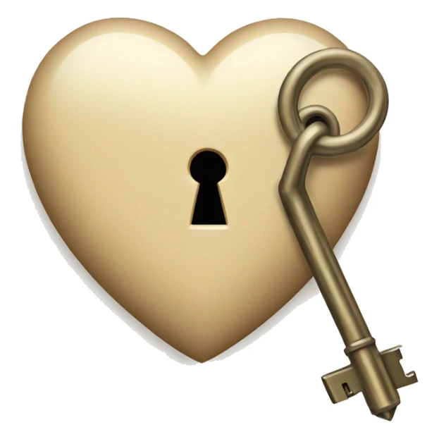 vintage beige heart-shaped lock and key sticker
